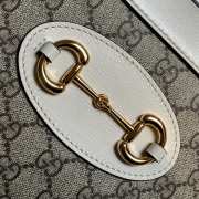 Gucci 1955 Horsebit GG Supreme Leather Bag In White - 2