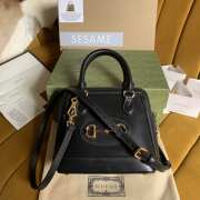 Gucci 1955 Horsebit GG Supreme Leather Bag In Black - 1