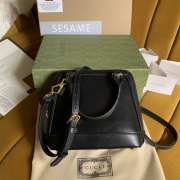 Gucci 1955 Horsebit GG Supreme Leather Bag In Black - 3