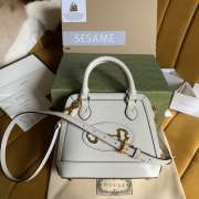 Gucci 1955 Horsebit GG Supreme Leather Bag In Full White - 1