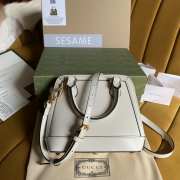 Gucci 1955 Horsebit GG Supreme Leather Bag In Full White - 6