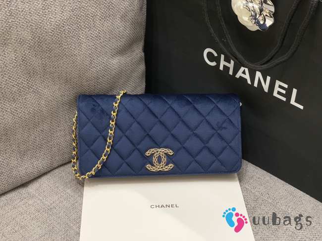 Chanel flap bag 23A blue wallet 11.5x23x4cm - 1