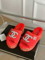 Chanel Fur Slide Sandals In Orange - 2