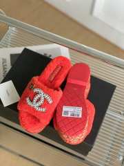 Chanel Fur Slide Sandals In Orange - 3