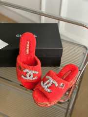 Chanel Fur Slide Sandals In Orange - 6