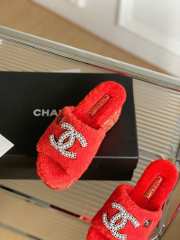 Chanel Fur Slide Sandals In Orange - 5