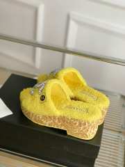 Chanel Fur Slide Sandals In Yellow - 6