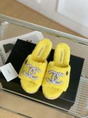 Chanel Fur Slide Sandals In Yellow - 5