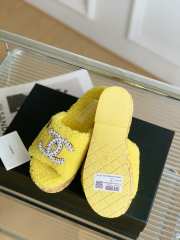 Chanel Fur Slide Sandals In Yellow - 4