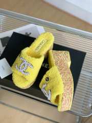 Chanel Fur Slide Sandals In Yellow - 2