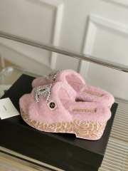 Chanel Fur Slide Sandals In Pink - 6