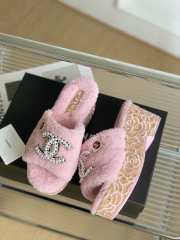 Chanel Fur Slide Sandals In Pink - 3