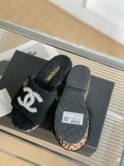 Chanel Fur Slide Sandals In Black - 4