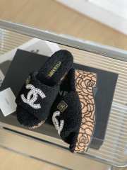 Chanel Fur Slide Sandals In Black - 2