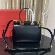 Valentino Rockstud Alcove Black Grainy Leather Satchel - 2