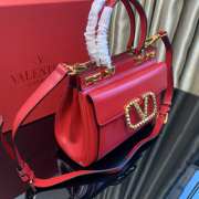 Valentino Rockstud Alcove Red Grainy Leather Satchel - 5