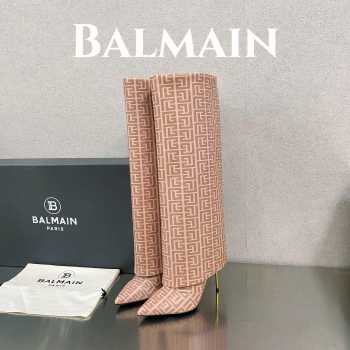 Balmain Ariel 01 boots in monogrammed leather 9.5cm