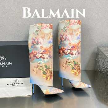 Balmain Ariel 03 boots in monogrammed leather 9.5cm