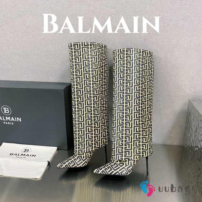 Balmain Ariel 04 boots in monogrammed leather 9.5cm - 1