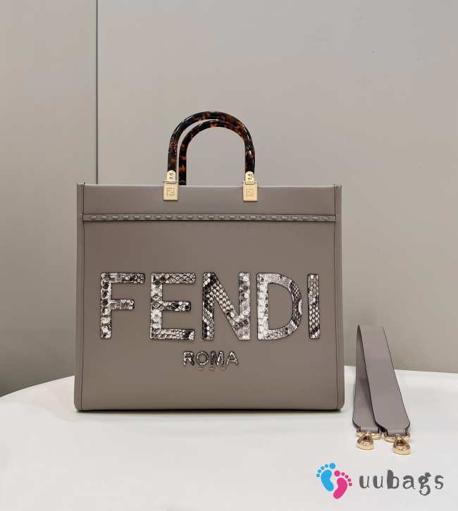 Fendi Sunshine Small Leather Gray 36×12×31cm - 1