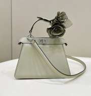 Fendi Peekaboo light green nappa leather bag with 3D roses - 1