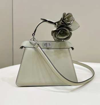 Fendi Peekaboo light green nappa leather bag with 3D roses