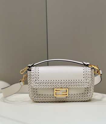 Fendi Baguette White Woven 29×7×15cm