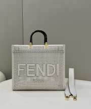 Fendi Sunshine Two toned perforated leather white shopper - 1