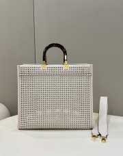 Fendi Sunshine Two toned perforated leather white shopper - 2