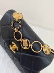 Chanel black flap bag with gold buckle 18×7×14cm - 3