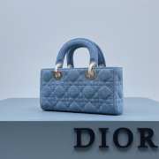 Dior D-Joy Bag In Blue 22.5×12×5.5cm - 6