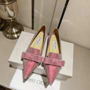 Jimmy Choo Gala Ballet Pink Diamond Glitter Fabric Flats - 1