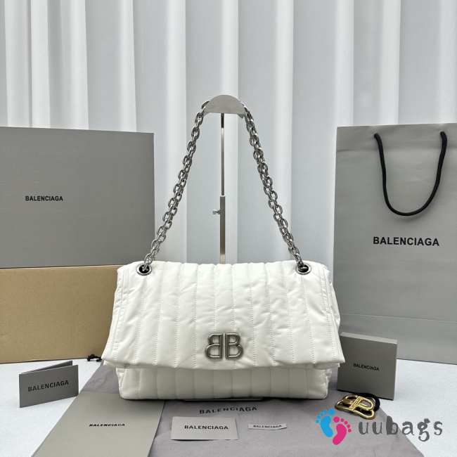 Balenciaga Monanco Small Chain bag with silver hardware in white - 1