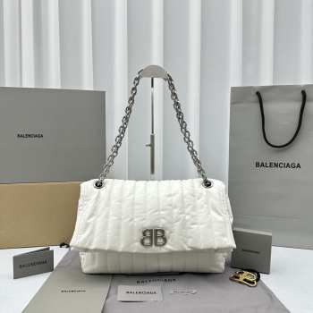 Balenciaga Monanco Small Chain bag with silver hardware in white