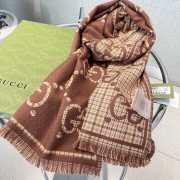 Gucci wool silk scarf in brown size 47x180cm - 1