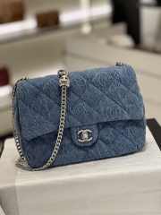 Chanel Mini Flap Bag Denim & Silver-Tone Metal Blue - 1