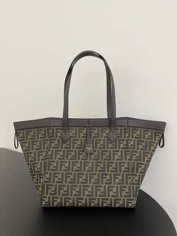 Fendi Origami Large Brown FF jacquard fabric bag 32.5x27.5x32.5cm