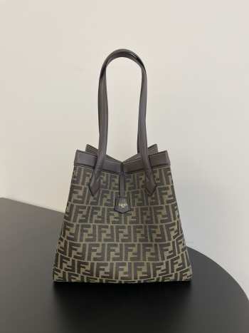 Fendi Origami Large Brown FF jacquard fabric bag 27x15x27cm