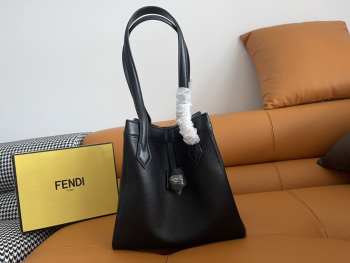 Fendi Origami Large Black FF jacquard fabric bag 27x15x27cm