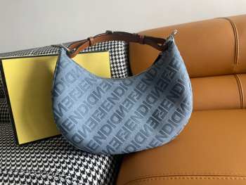 Fendi denim graphy hobo bag 29x24.5x10cm