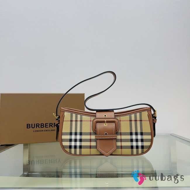 Burberry Sling Vintage Brown Checkered Shoulder Bag 26x6x12cm - 1