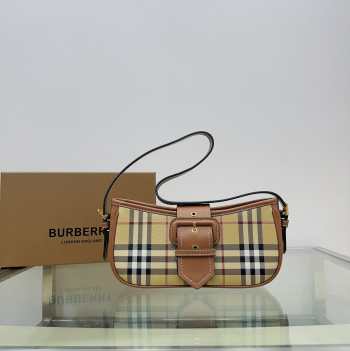 Burberry Sling Vintage Brown Checkered Shoulder Bag 26x6x12cm