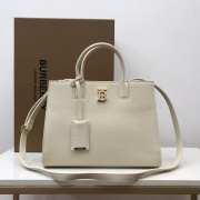 Burberry Men Denny Grain Leather Tote White Bag 27x11x20cm - 1