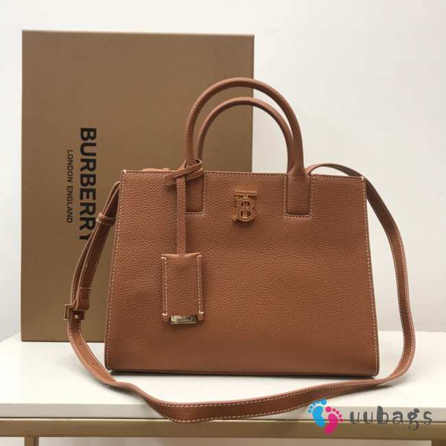 Burberry Men Denny Grain Leather Tote Brown Bag 27x11x20cm - 1