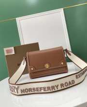 Burberry Topstitched Leather Note Crossbody Bag Brown 25x8.5x18cm - 1