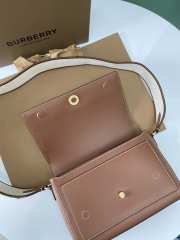 Burberry Topstitched Leather Note Crossbody Bag Brown 25x8.5x18cm - 3