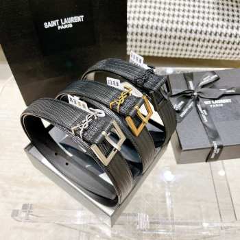 YSL pattern cowhide belt width 3cm