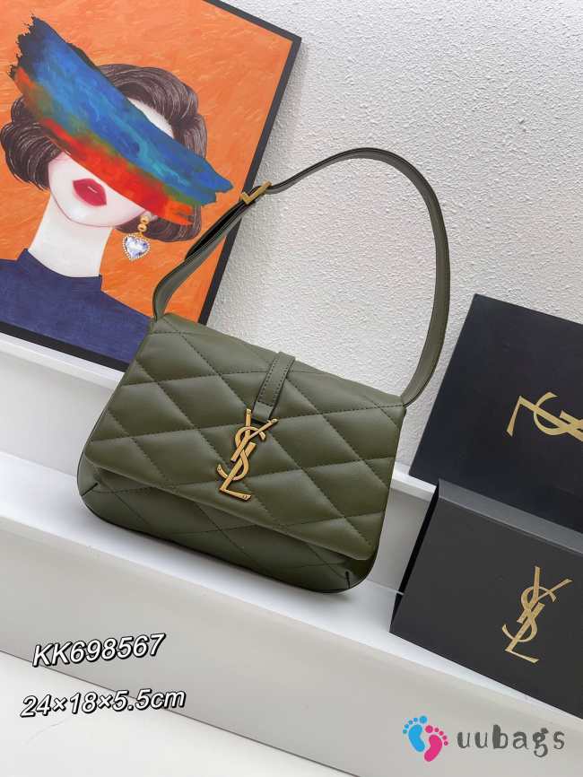 YSL Le 57 quilted shoulder bag in green 24x18x5.5cm - 1