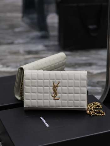 YSL cassandre white bag with gold chain 23x14x3cm