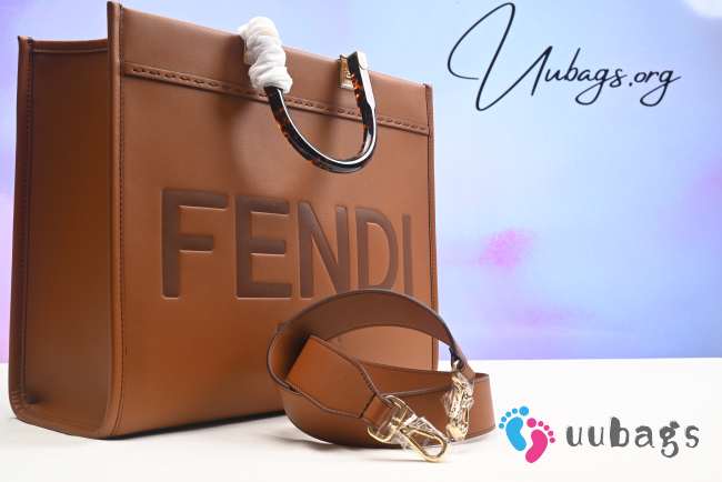 Fendi Sunshine Medium Brown leather shopper 31x17x35cm - 1